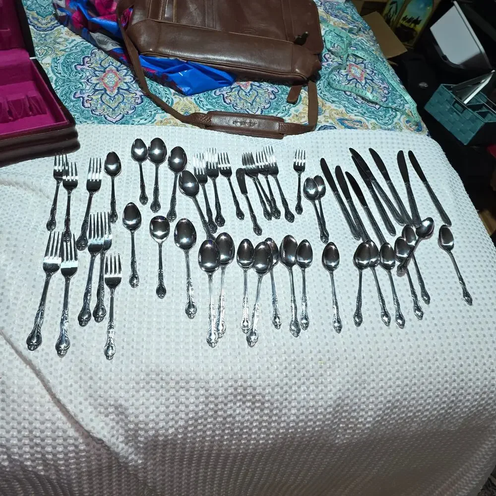 NATIONAL STAINLESS (JAPAN) 50.PCS VINTAGE TALLY HO  FLATWARE SET